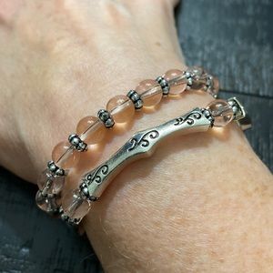 NWT Set Of 2 Pink & Silver Tone Bracelets!